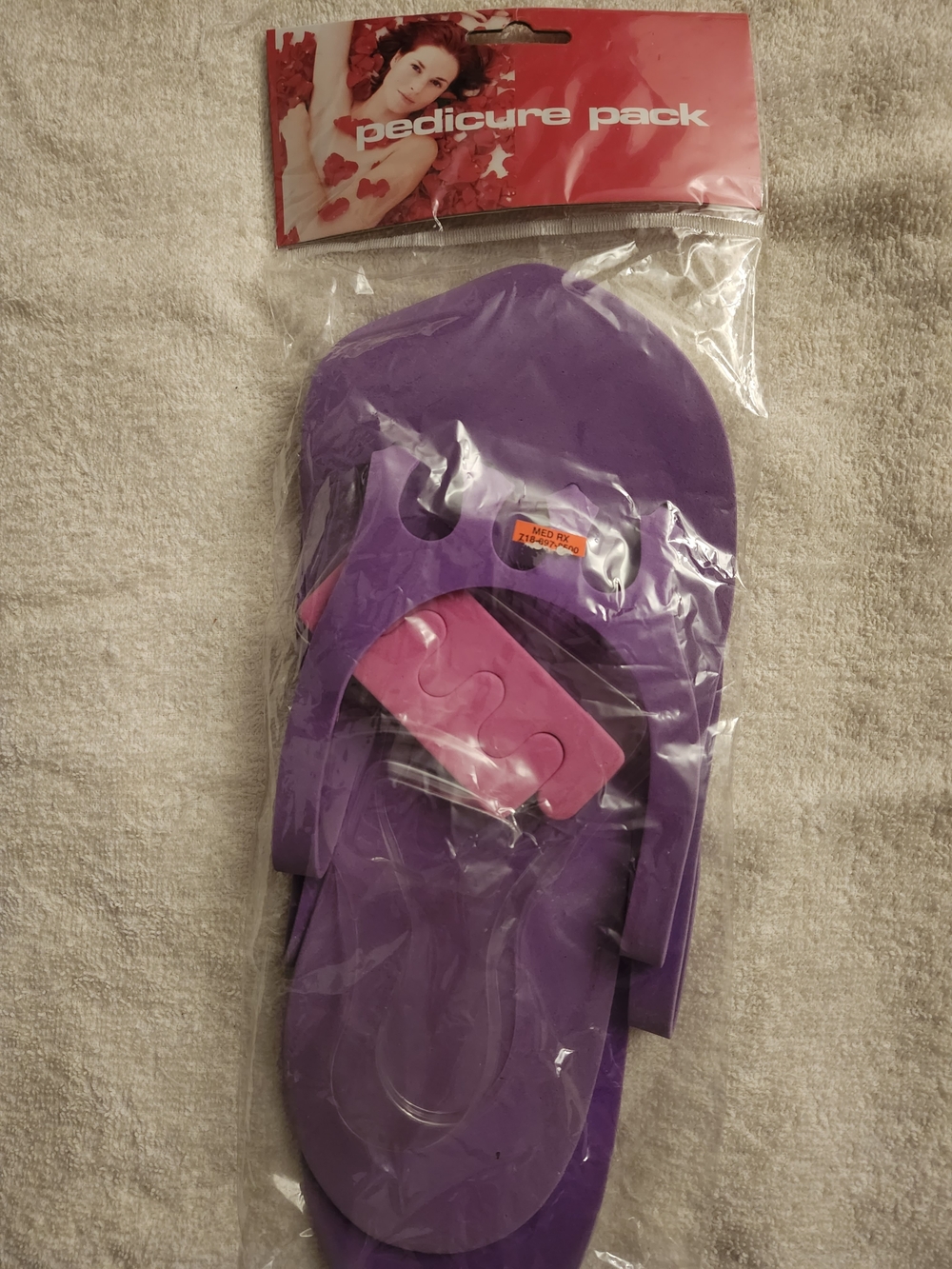 New Pedicure Pack Spa Flip Flops with Toe Separators - Purple & Pink 7.5 8 8.5 9